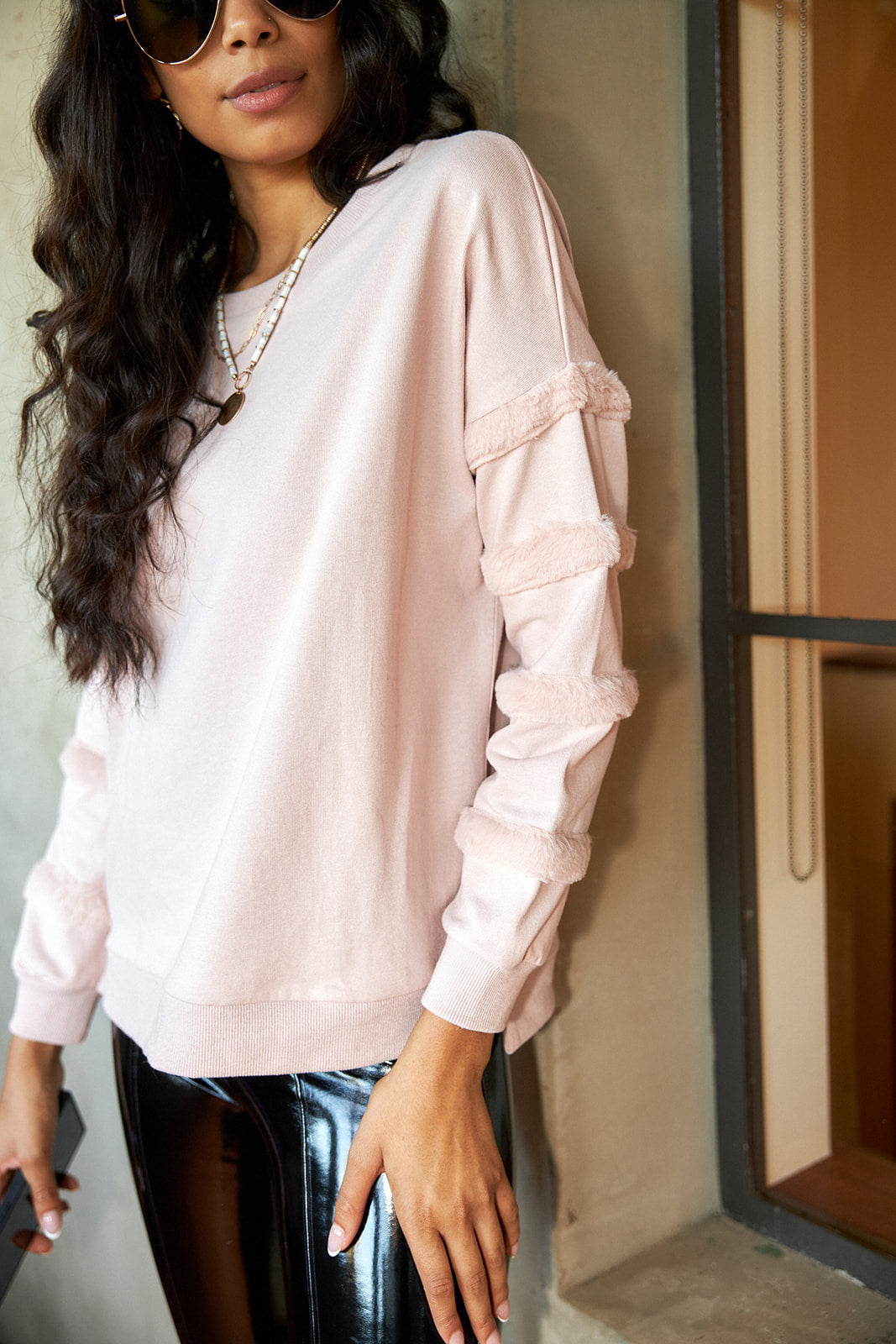 Desi Faux Fur Detail Sweater