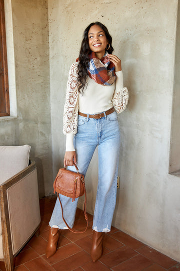 Adaly Crochet Knit Sleeve Blouse