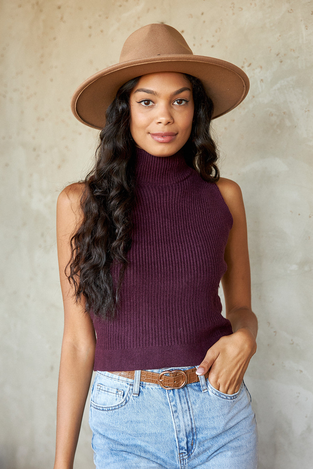 Whitlie Sleeveless Mock Neck Sweater