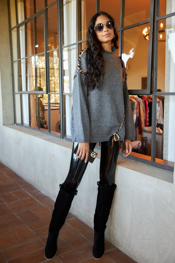 Leland Lace Up Detail Sweater