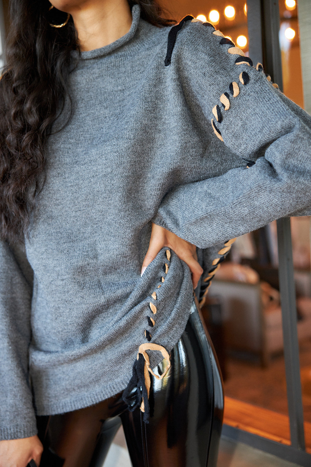 Leland Lace Up Detail Sweater