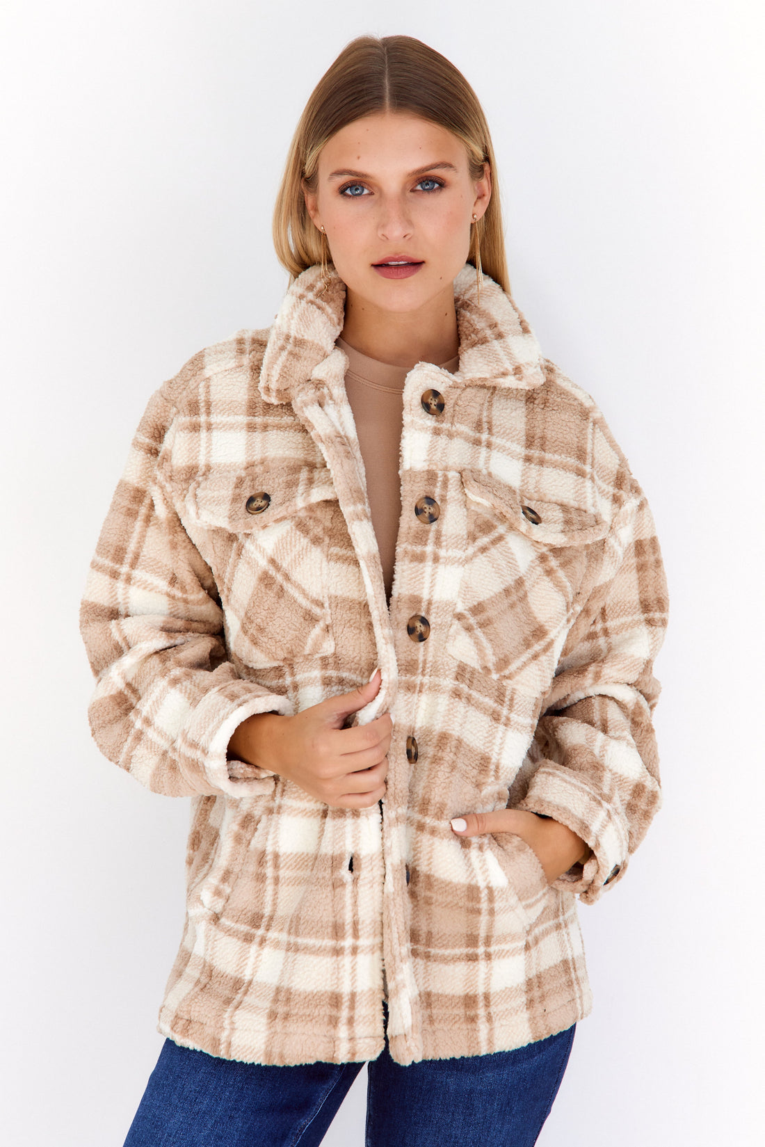Nikki Fuzzy Plaid Shacket