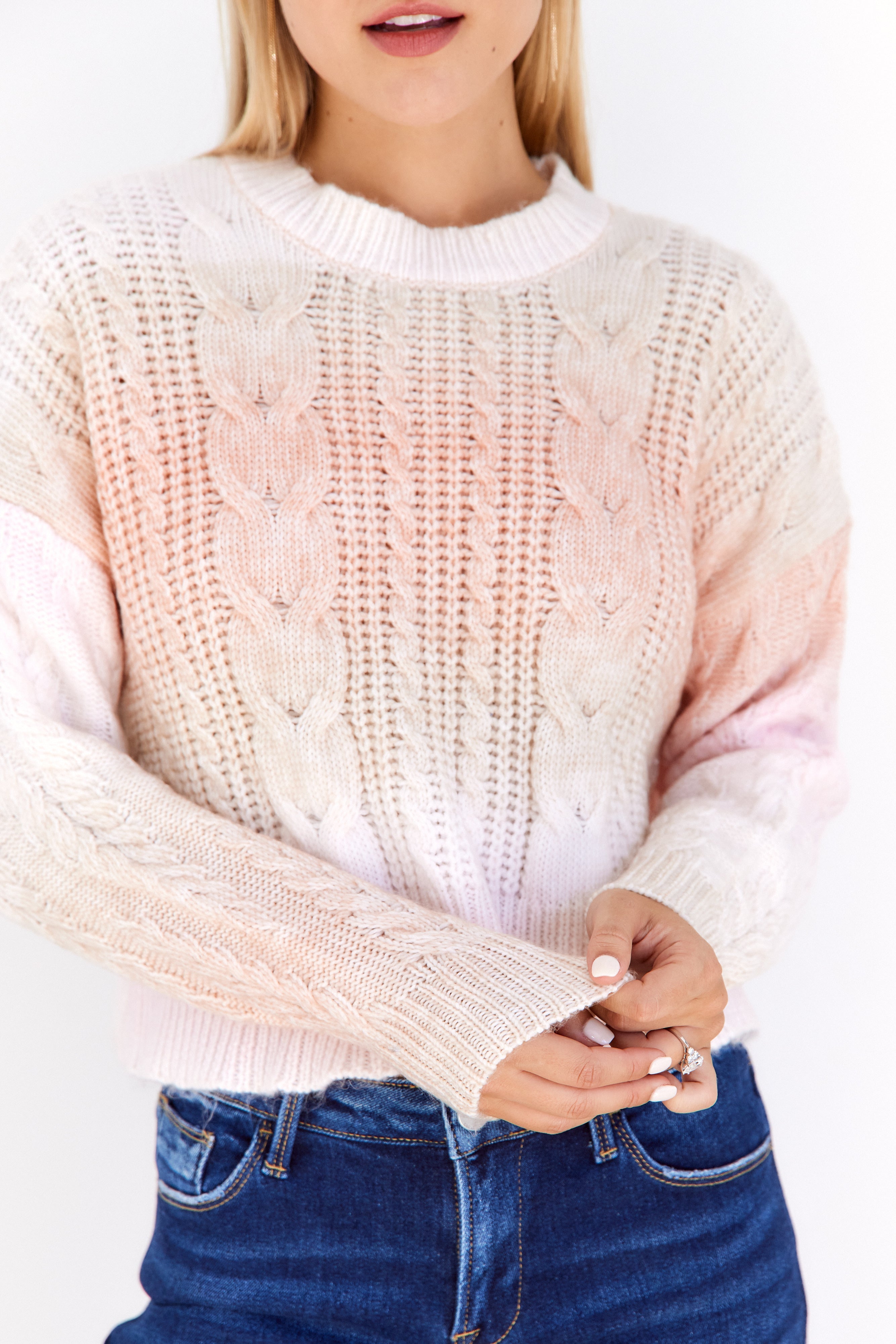 Sage Cropped Multicolor Ombre Sweater