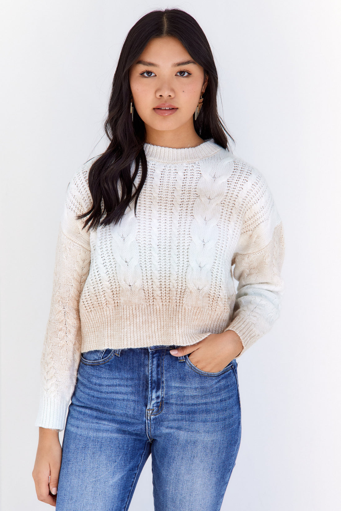 Sage Cropped Multicolor Ombre Sweater