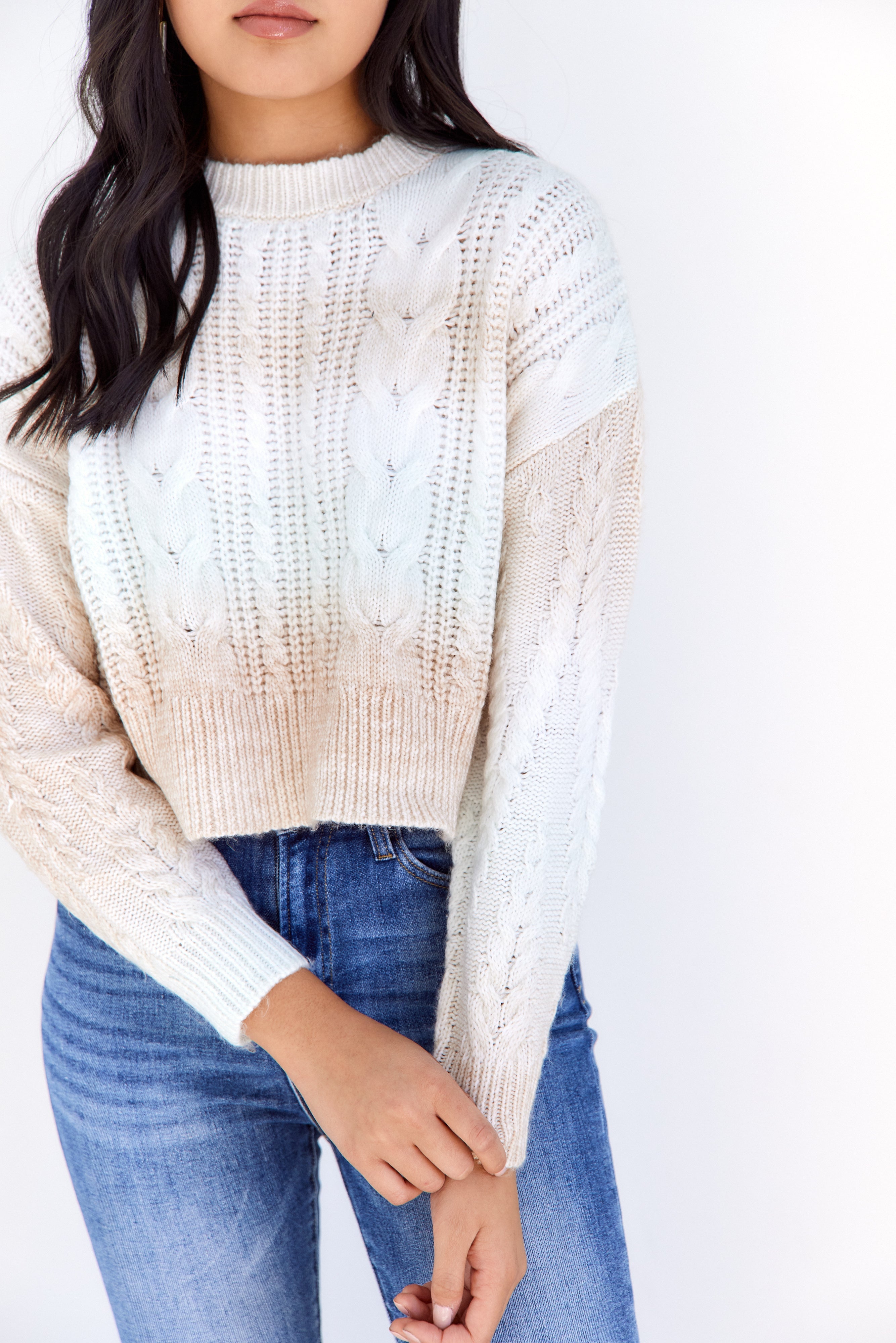 Sage Cropped Multicolor Ombre Sweater