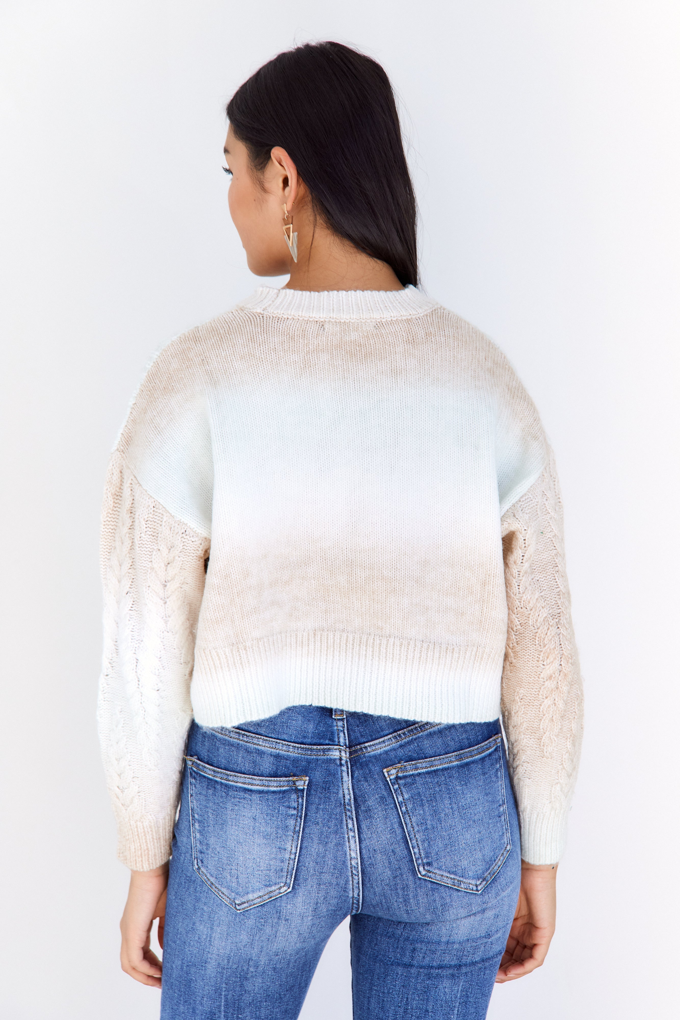 Sage Cropped Multicolor Ombre Sweater