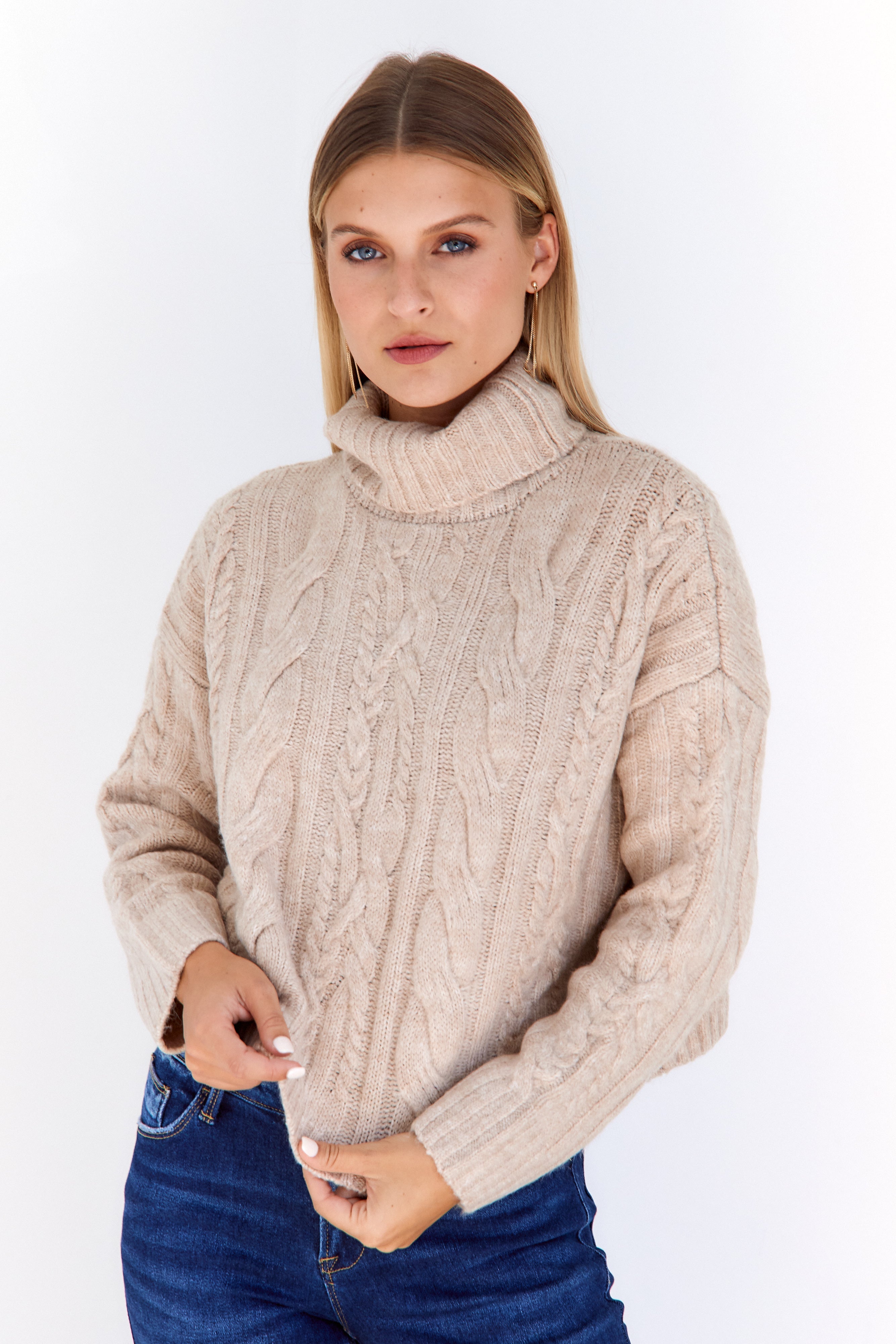 Marfa Twisted Cableknit Turtleneck Sweater