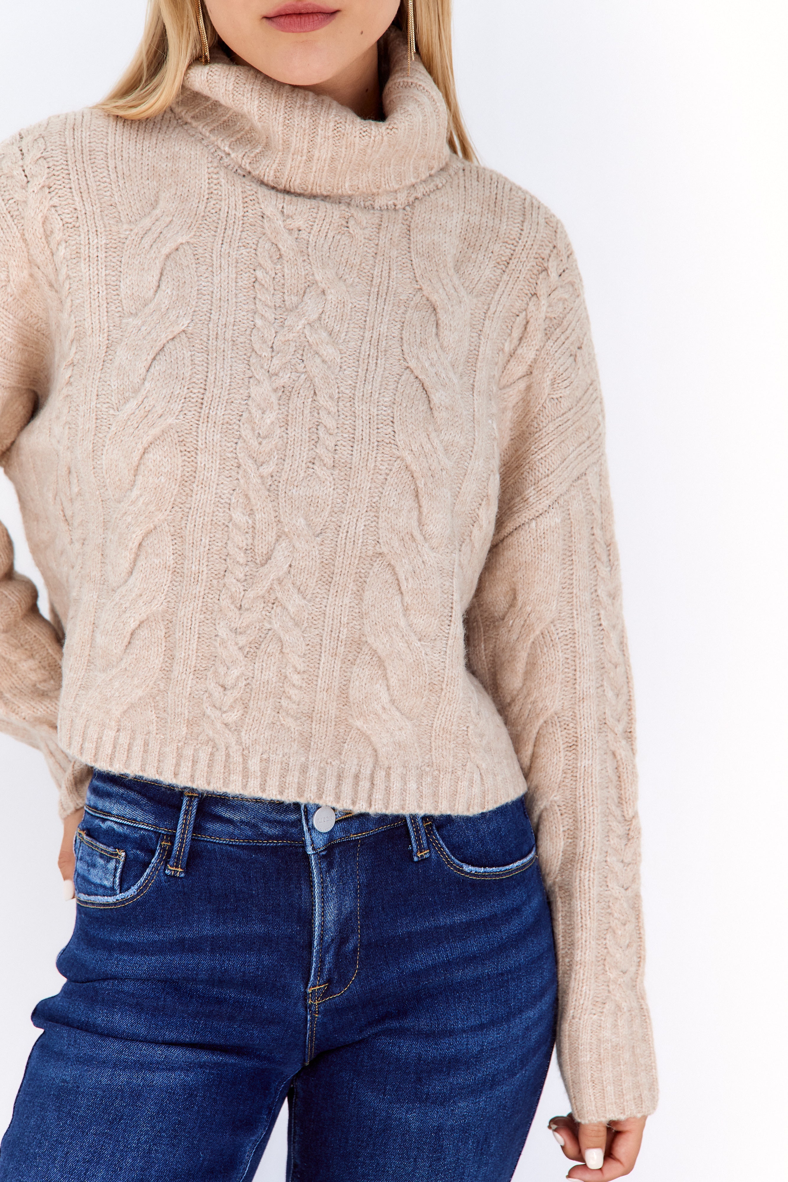 Marfa Twisted Cableknit Turtleneck Sweater