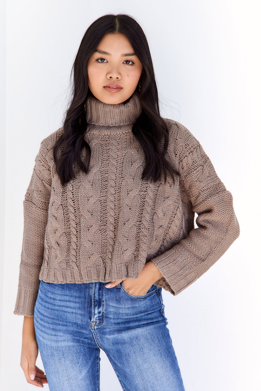 Sonora Cableknit Turtle Neck Sweater