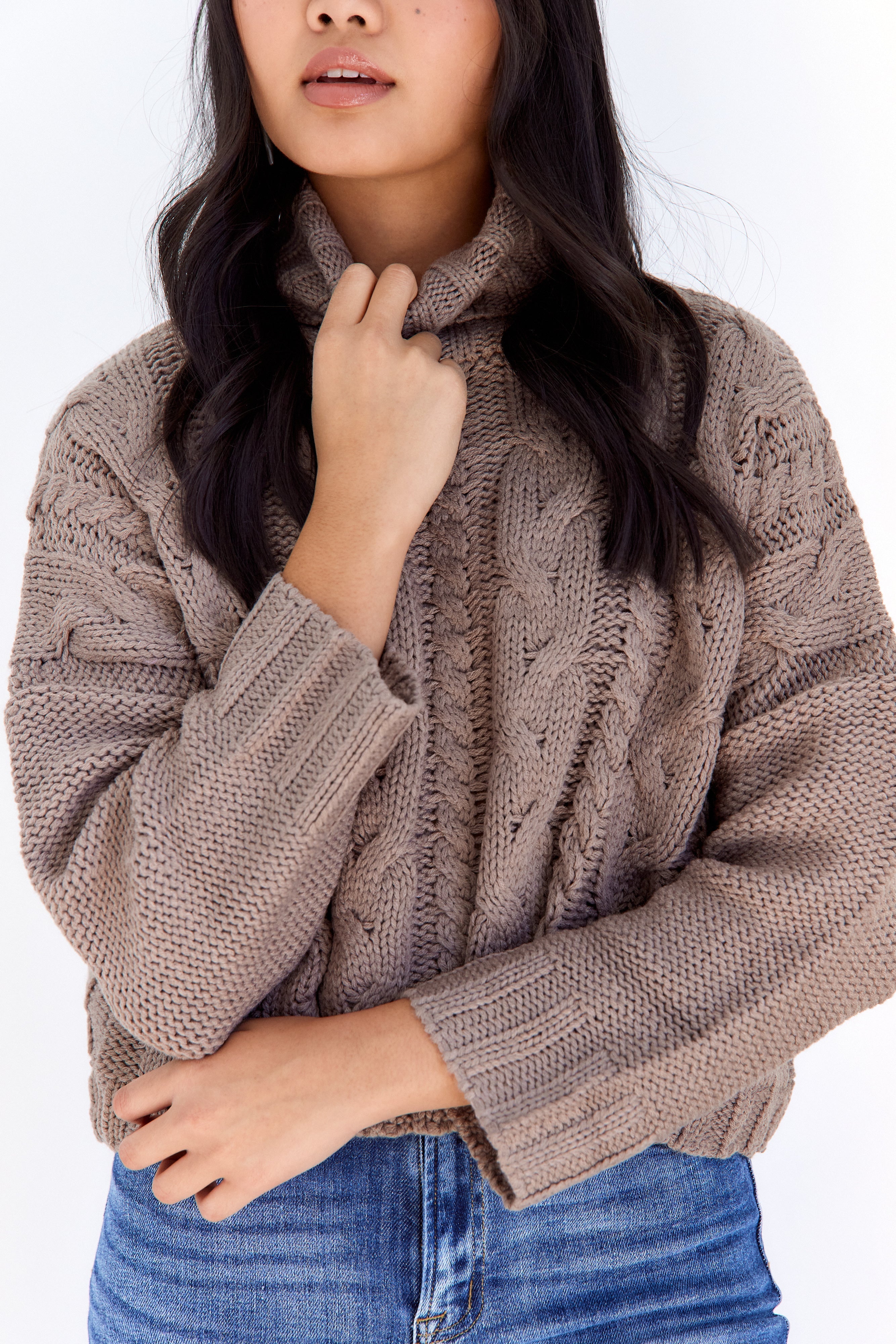 Sonora Cableknit Turtle Neck Sweater