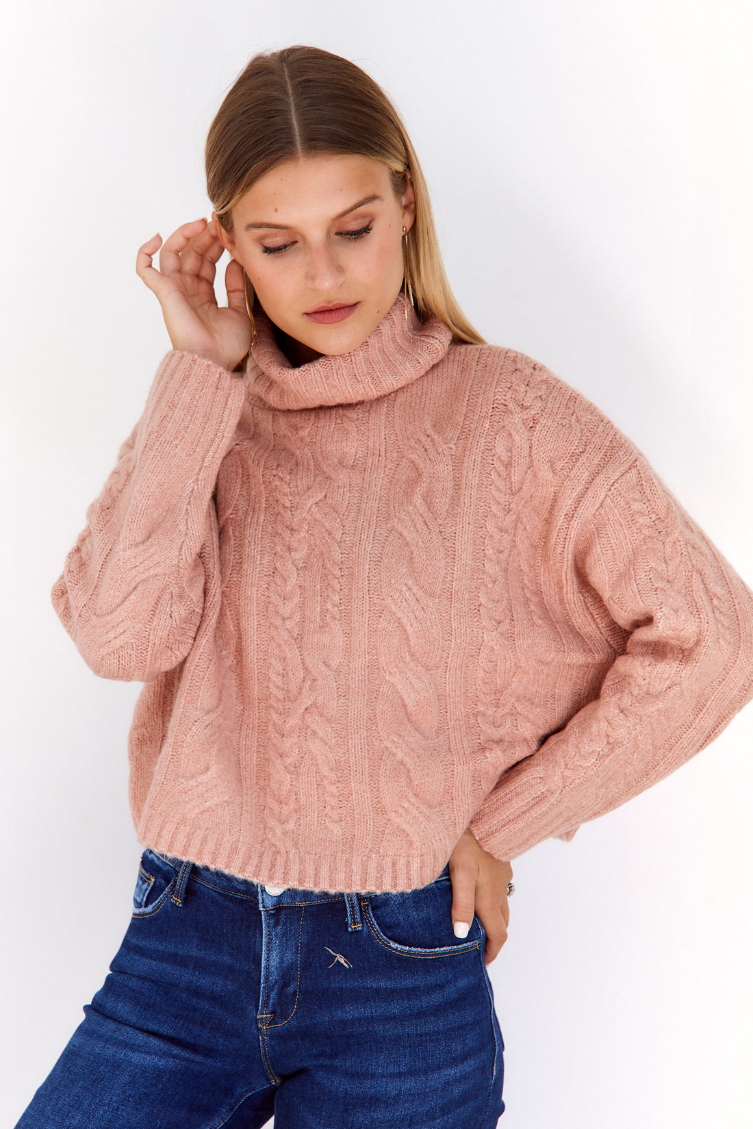 Marfa Twisted Cableknit Turtleneck Sweater