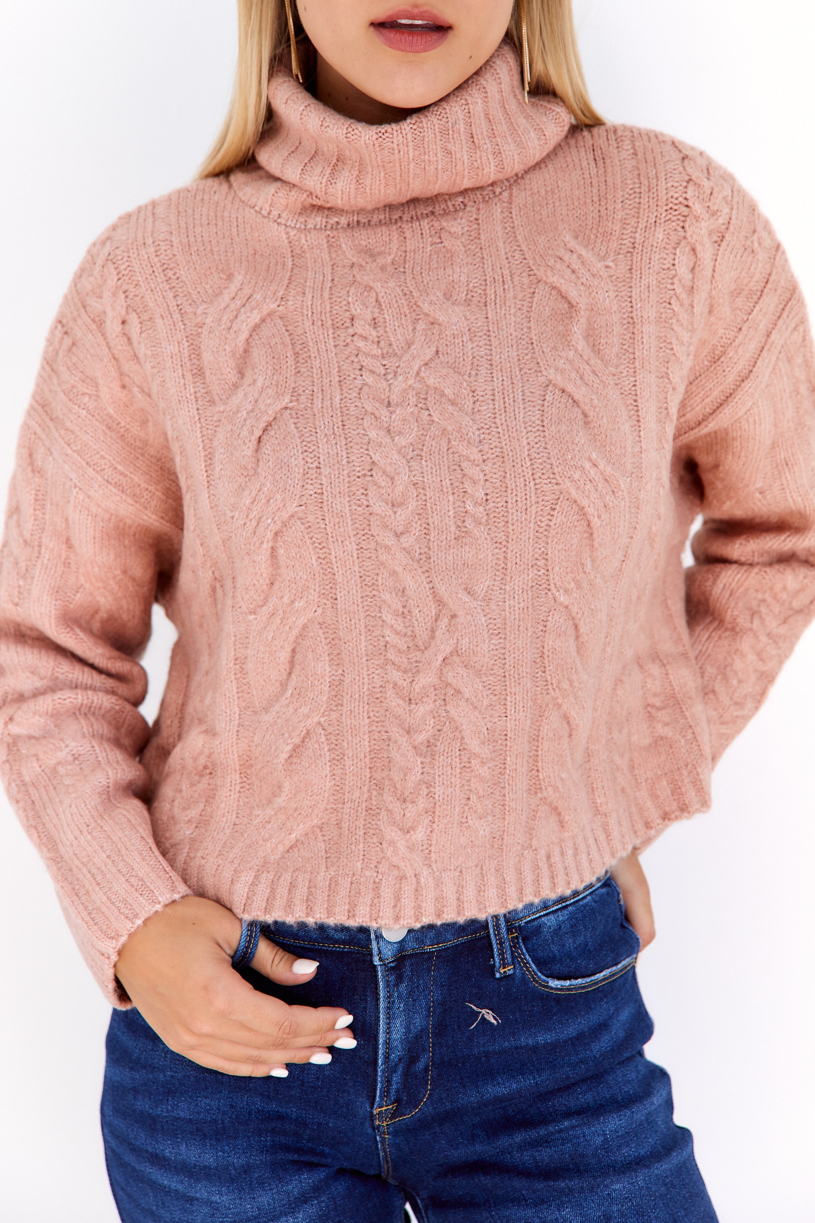 Marfa Twisted Cableknit Turtleneck Sweater