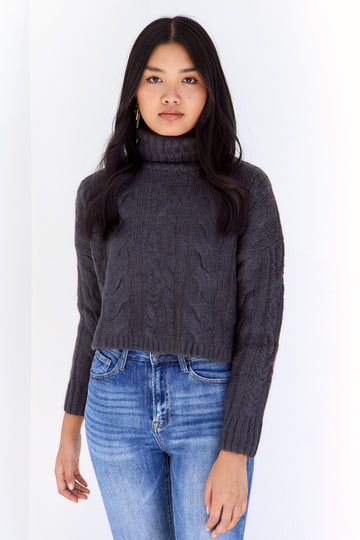 Marfa Twisted Cableknit Turtleneck Sweater