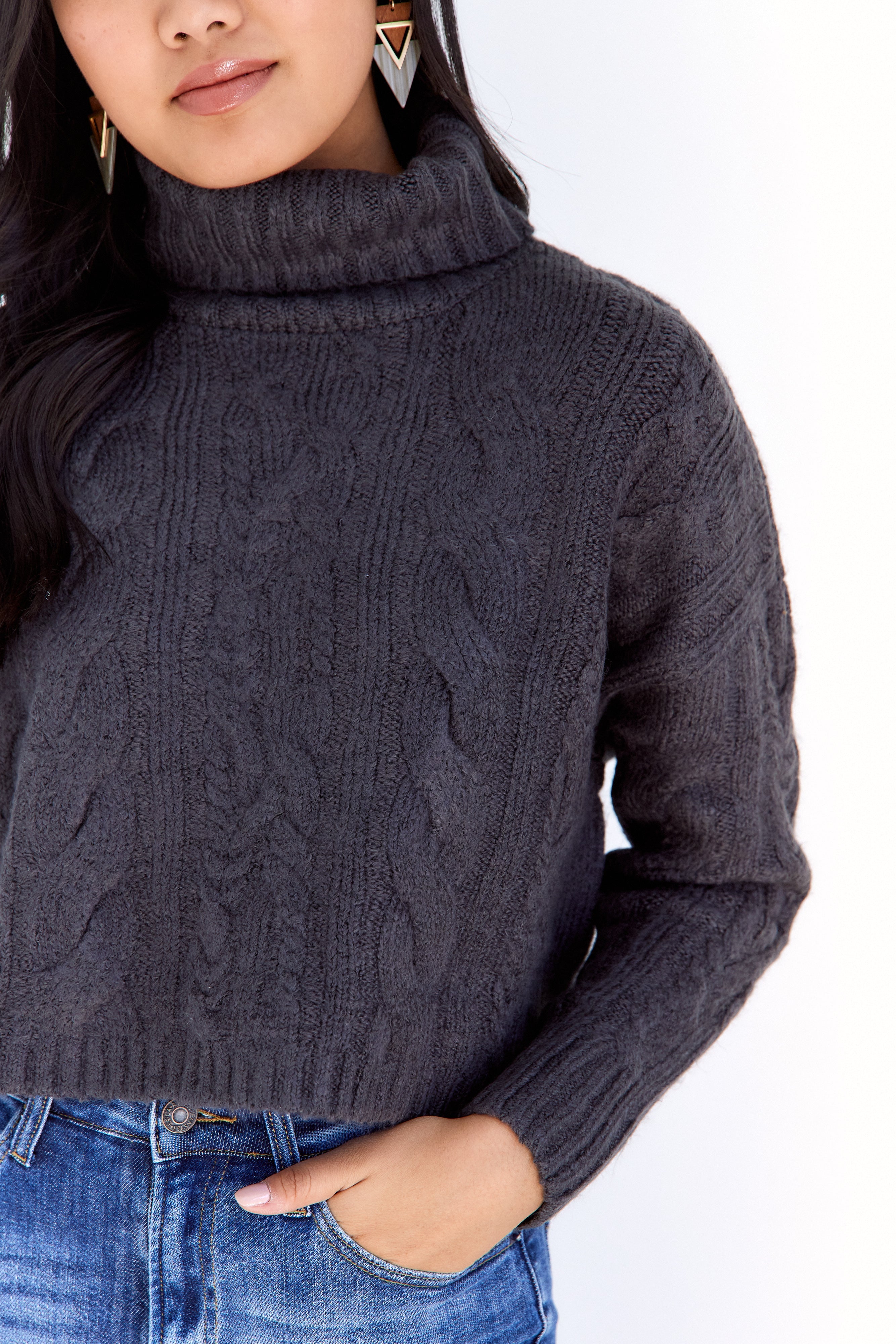 Marfa Twisted Cableknit Turtleneck Sweater