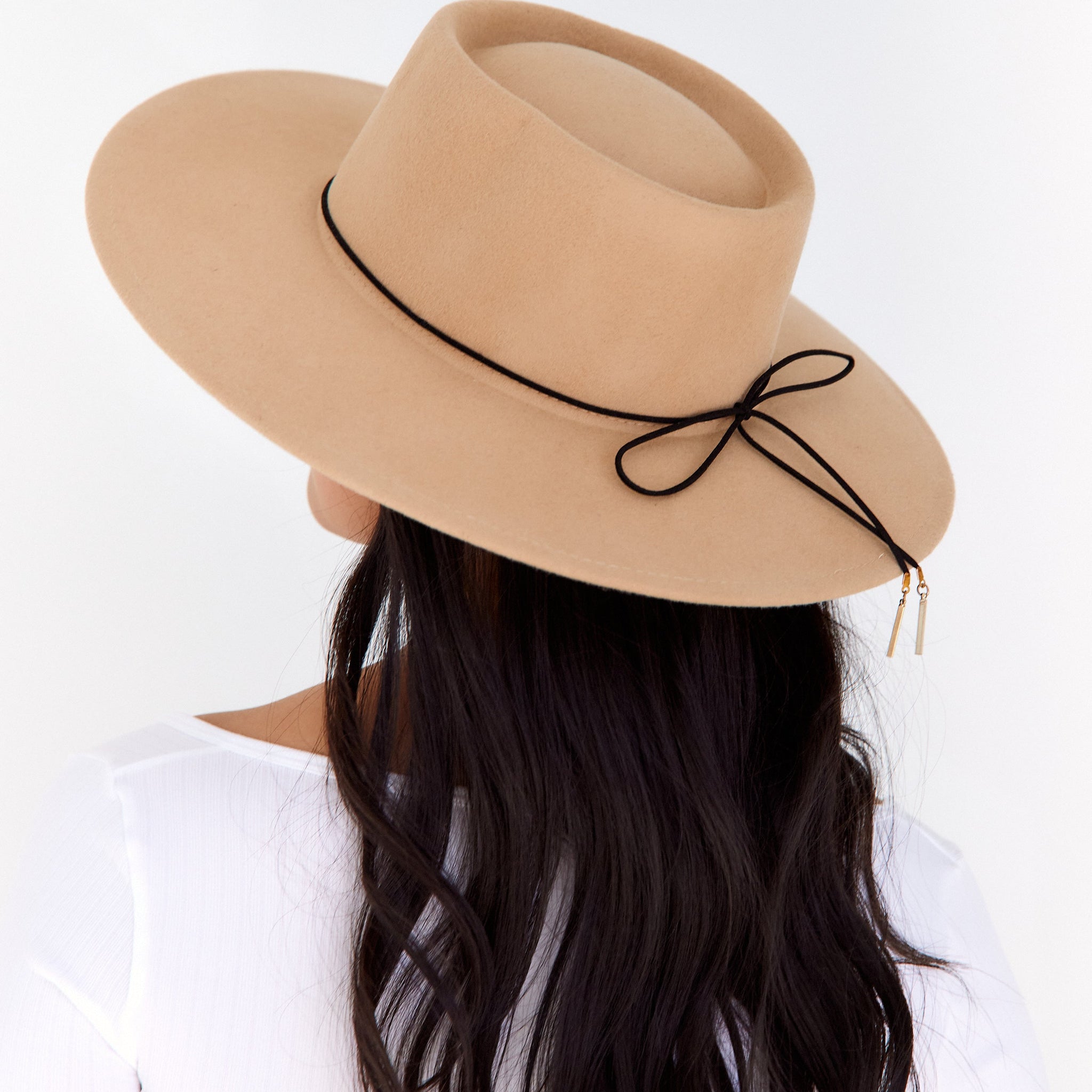 SALE - Cassidy Beige Felt Hat with Faux Leather Band