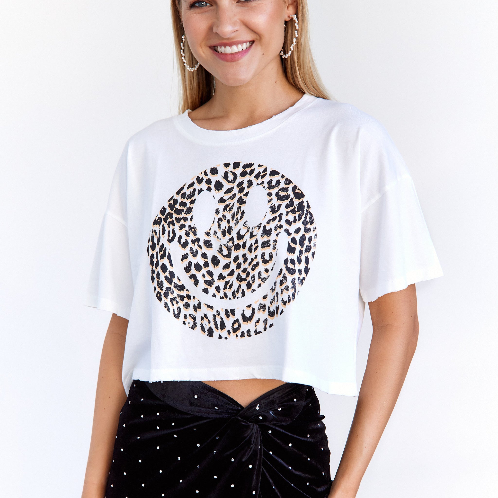 SALE- Leopard Print Smiley Graphic Tee