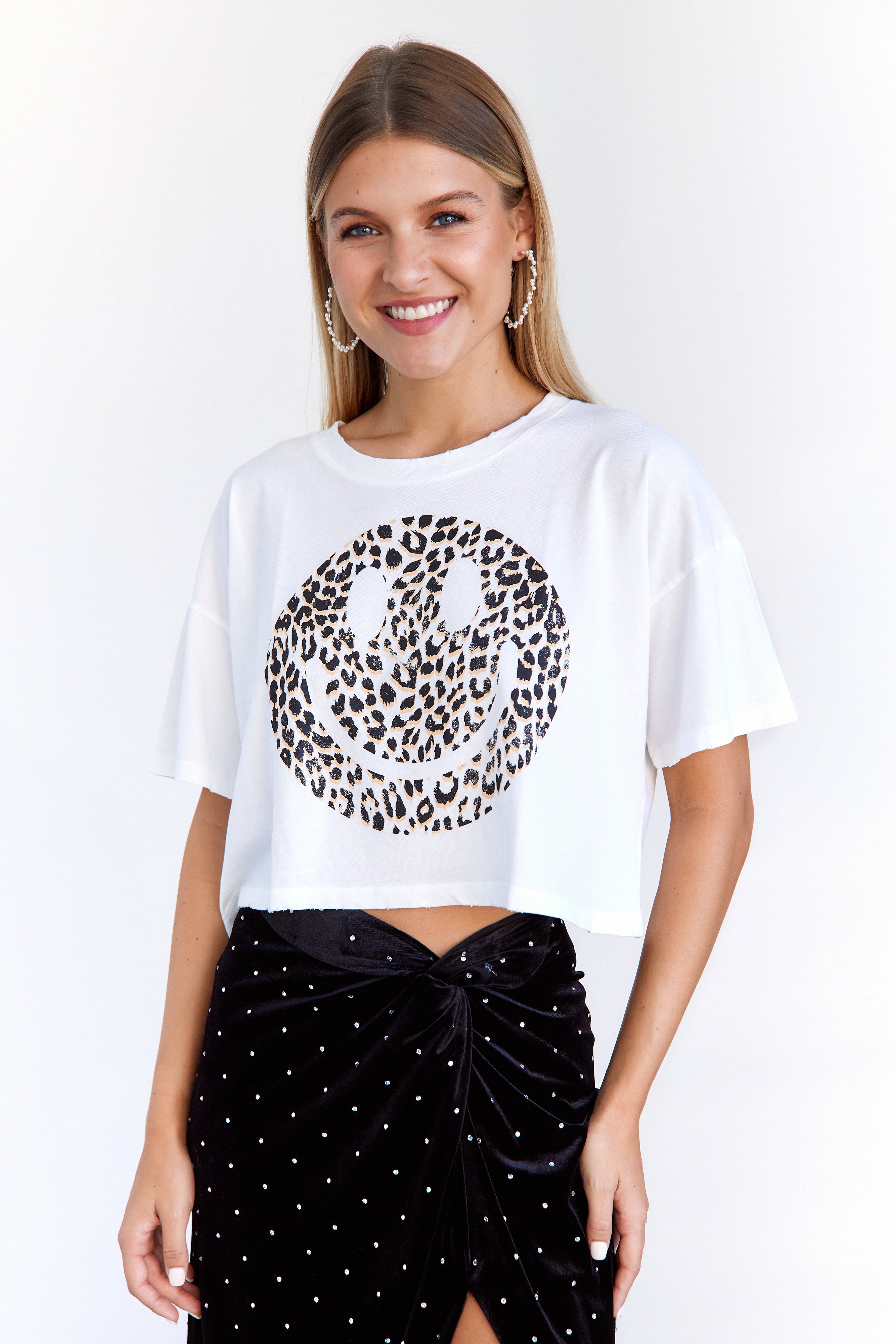 SALE- Leopard Print Smiley Graphic Tee