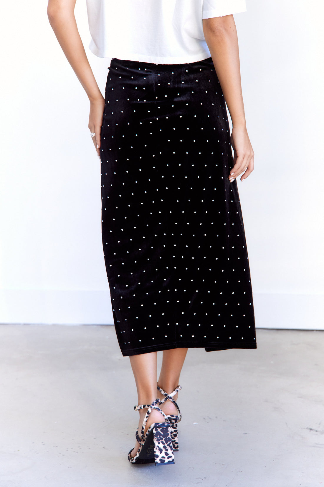 SALE - Cal Velvet Rhinestone Midi Skirt
