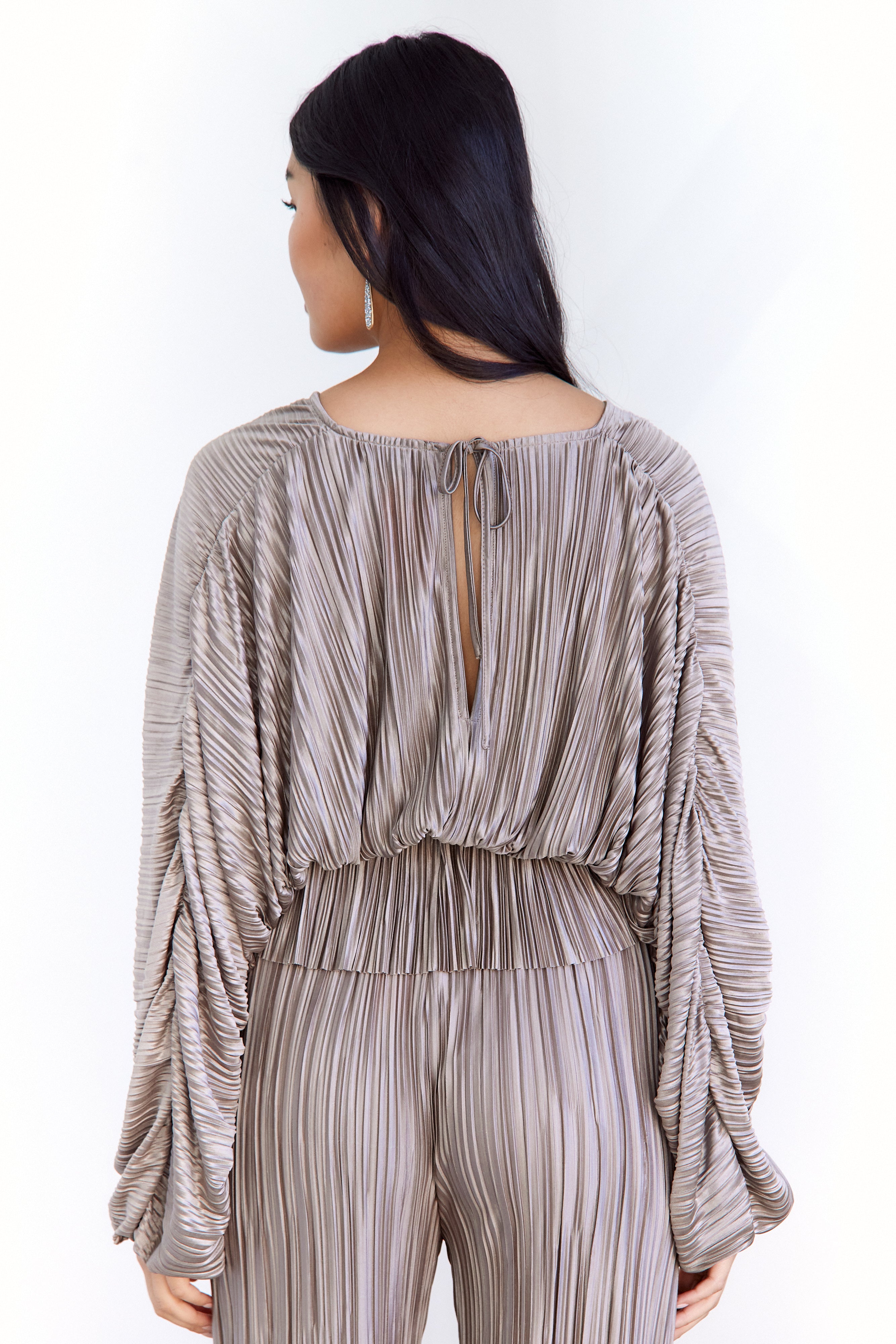 SALE- Cecilia Pleated V Neck Blouse