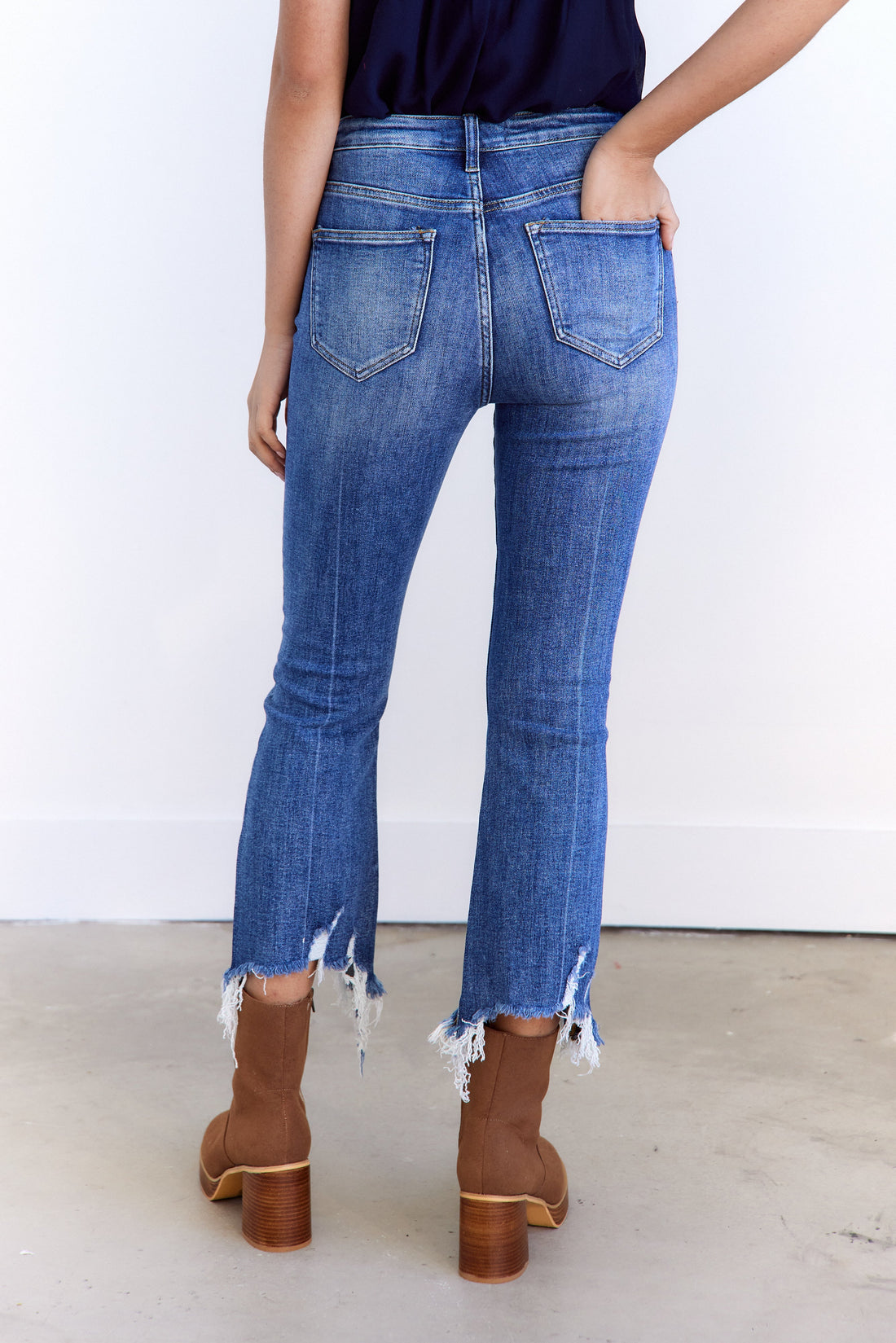 Clara Distressed Cropped Flare High Waisted Jeans