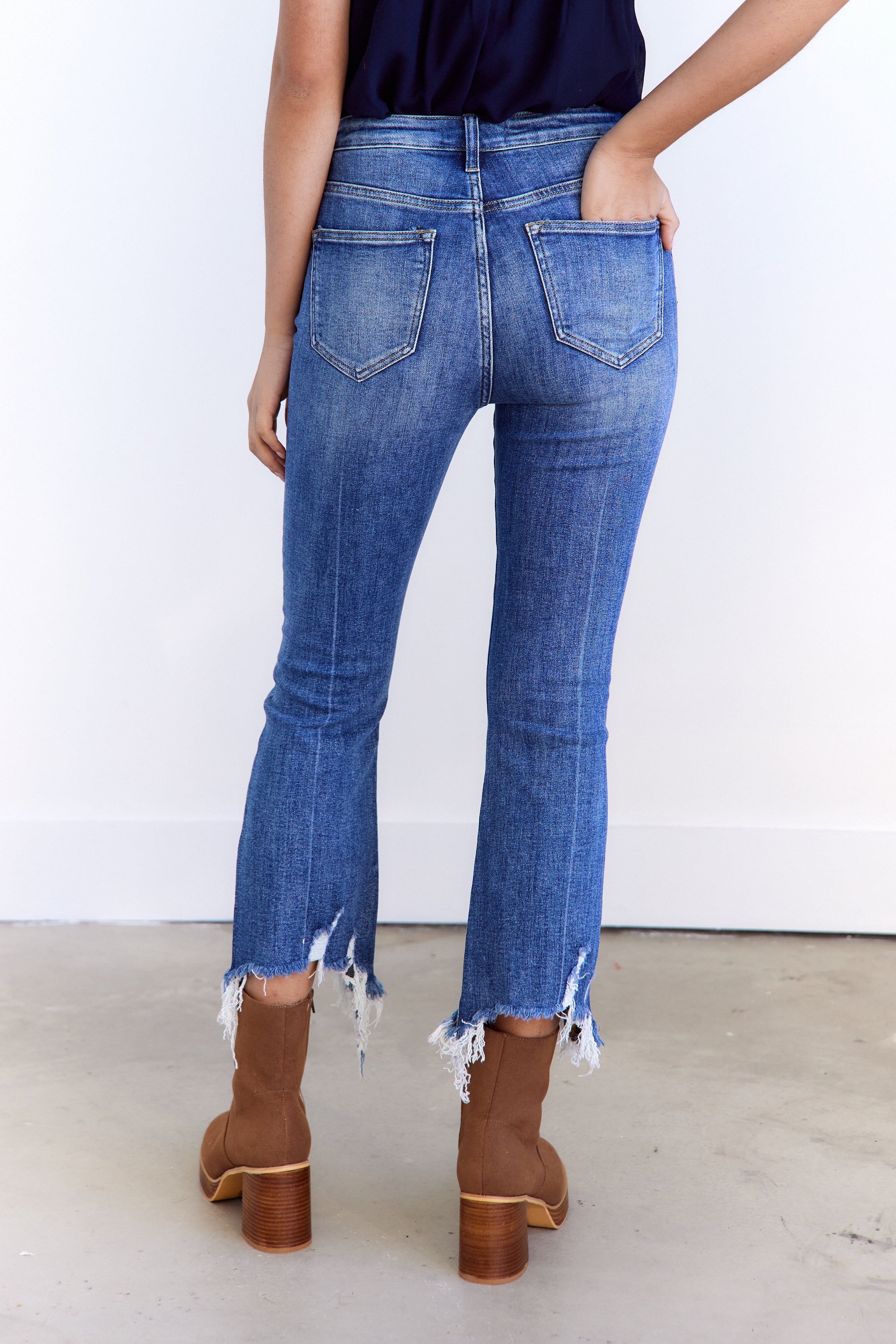 Clara Distressed Cropped Flare High Waisted Jeans