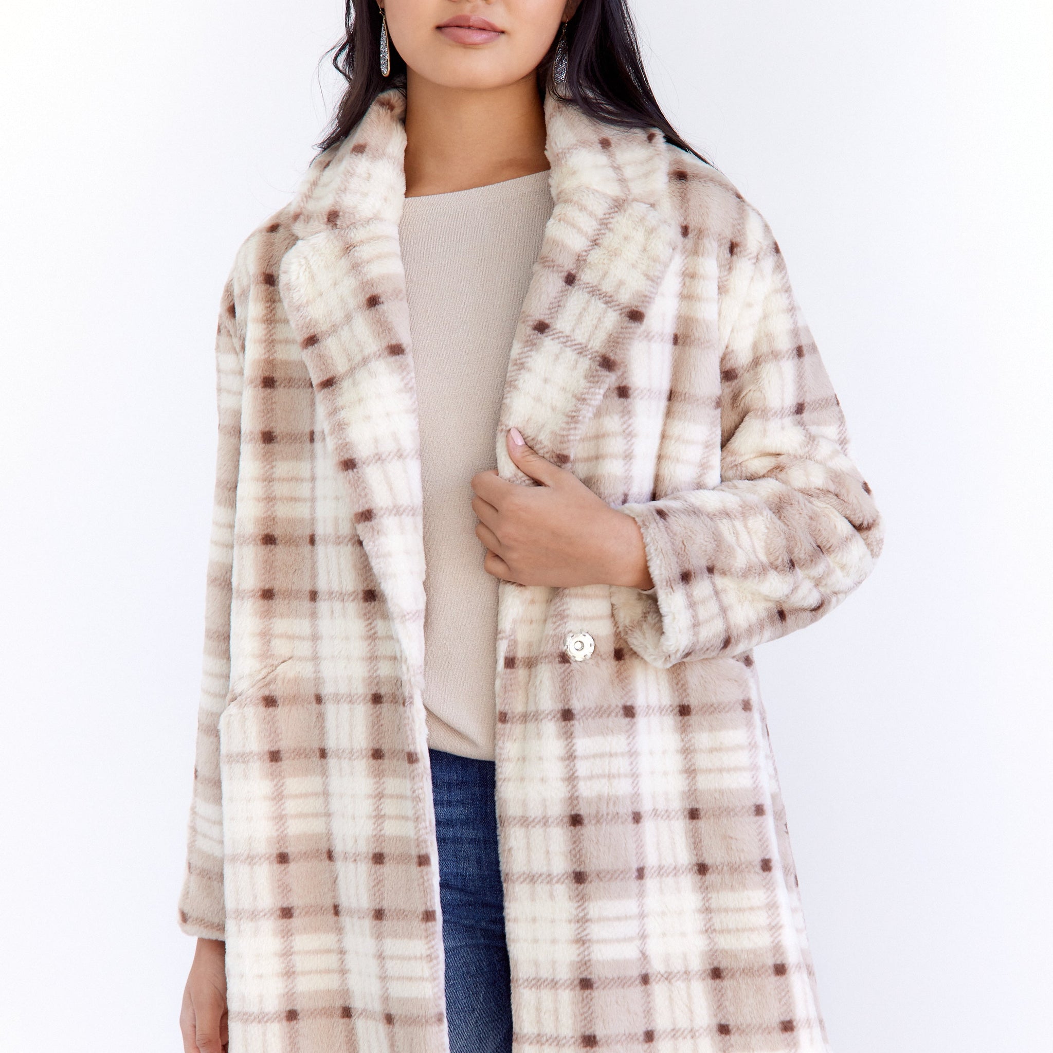 SALE - Tinsley Fuzzy Plaid Coat