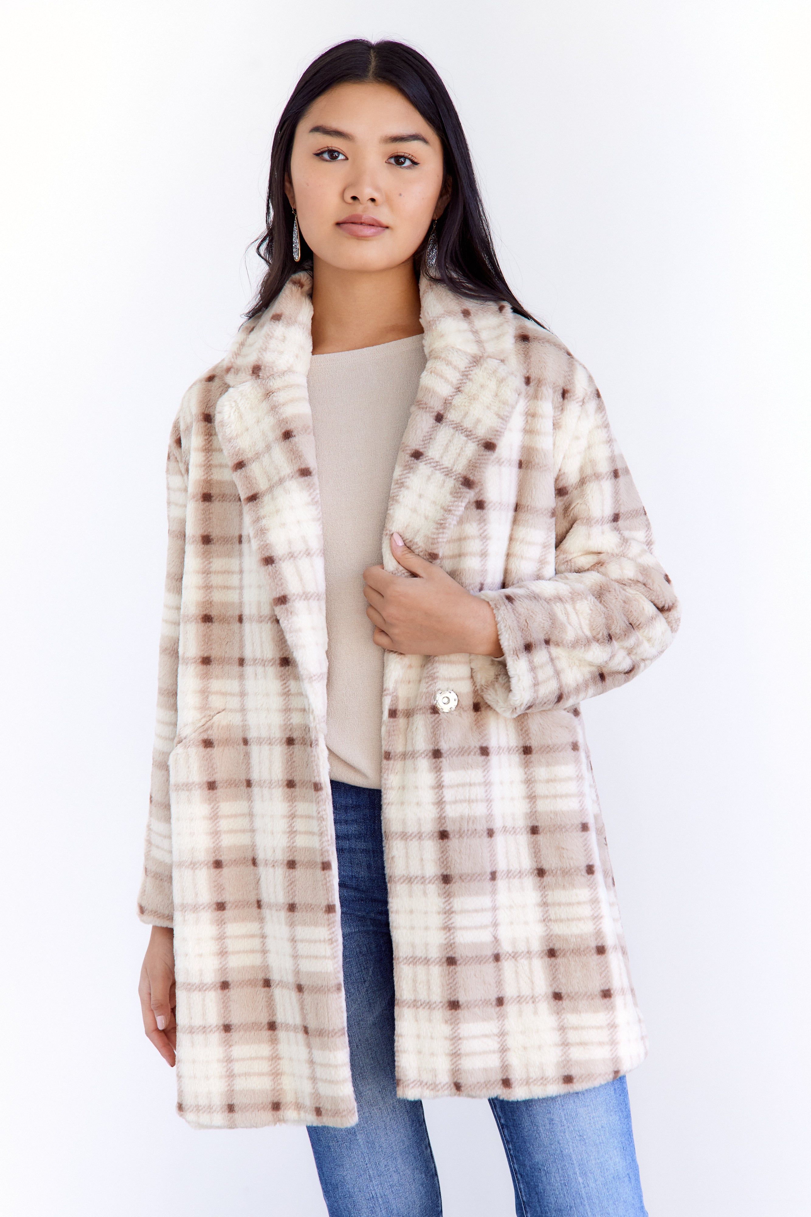 SALE - Tinsley Fuzzy Plaid Coat