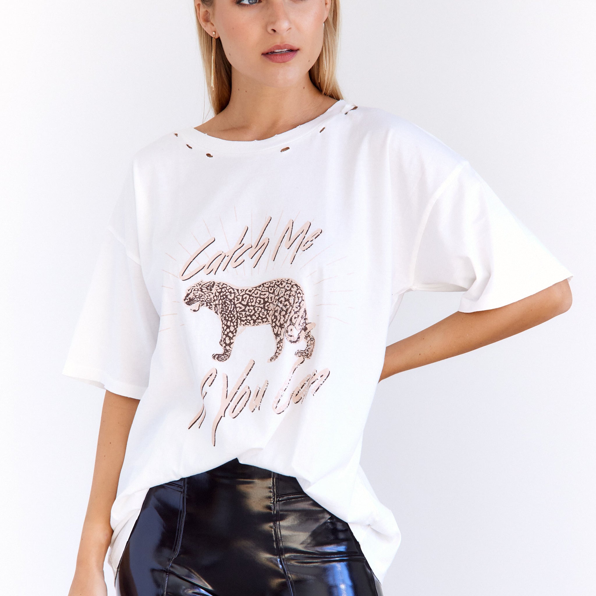 SALE- Catch Me If You Can Leopard Graphic Tee