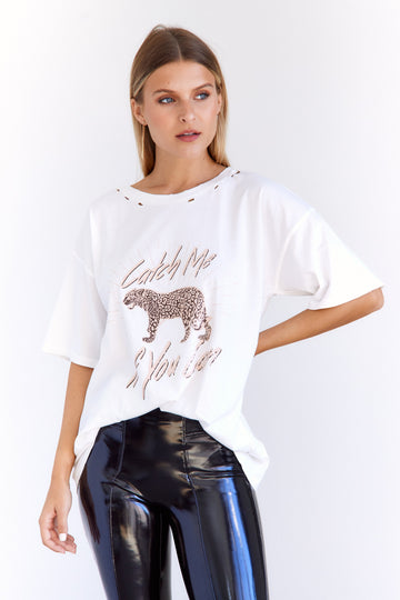 SALE- Catch Me If You Can Leopard Graphic Tee
