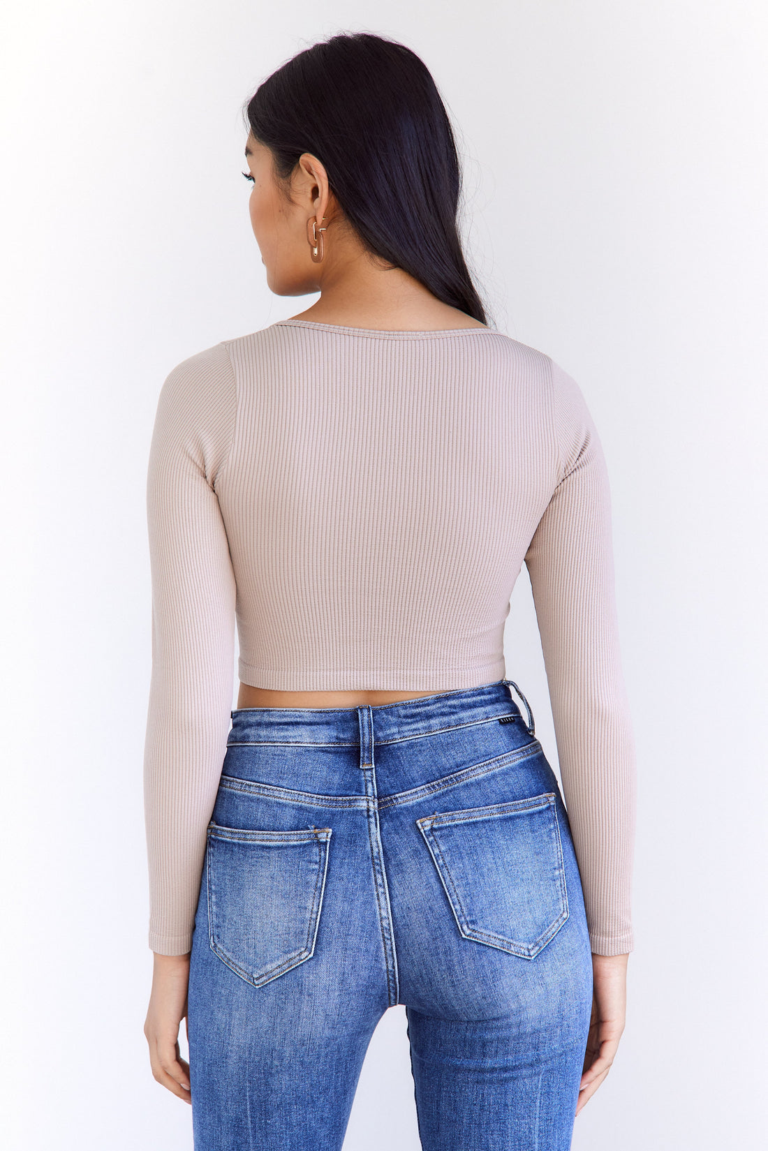 Collins Ribbed Long Sleeve Cropped Top
