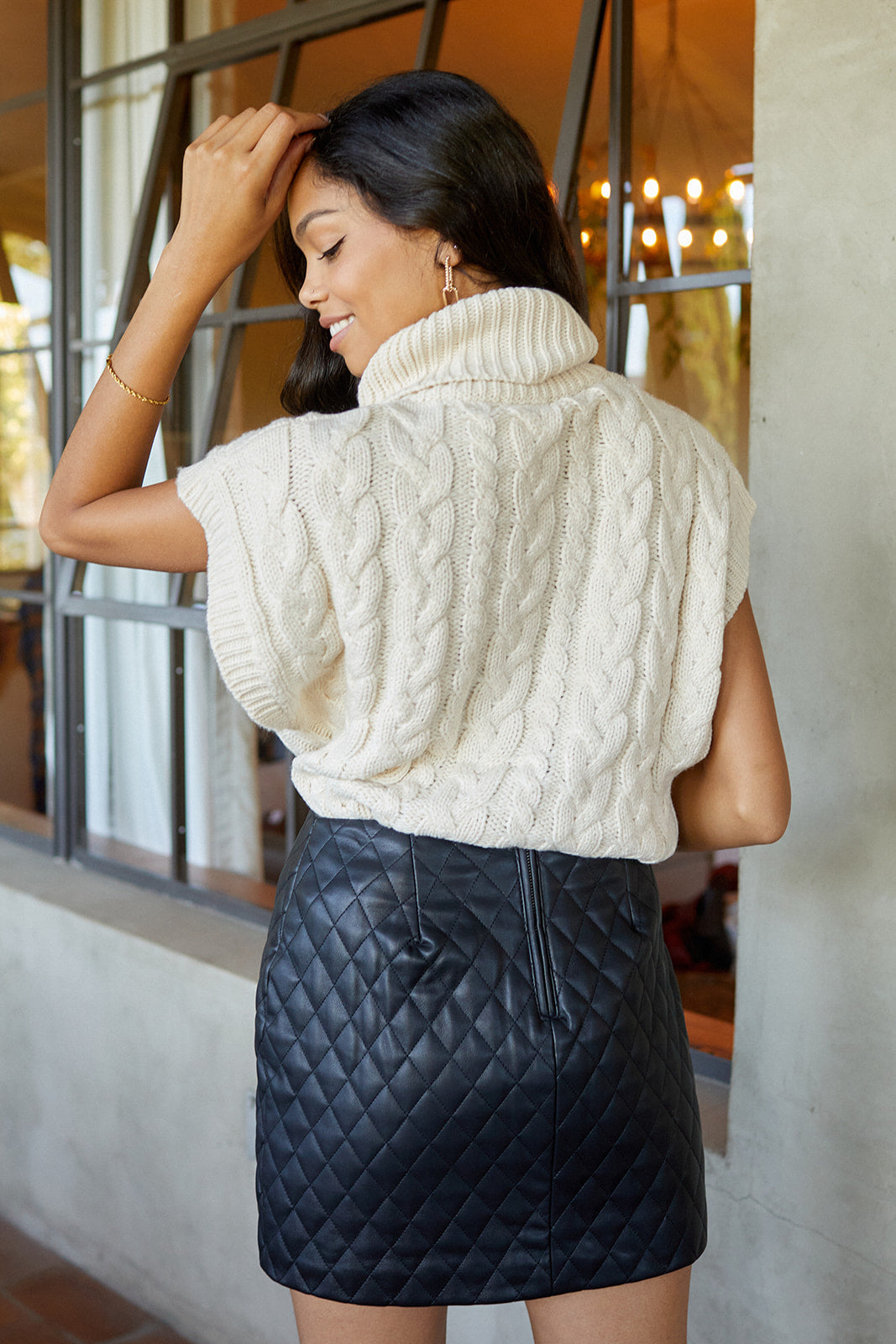 Blank NYC Quilted Faux Leather Mini Skirt