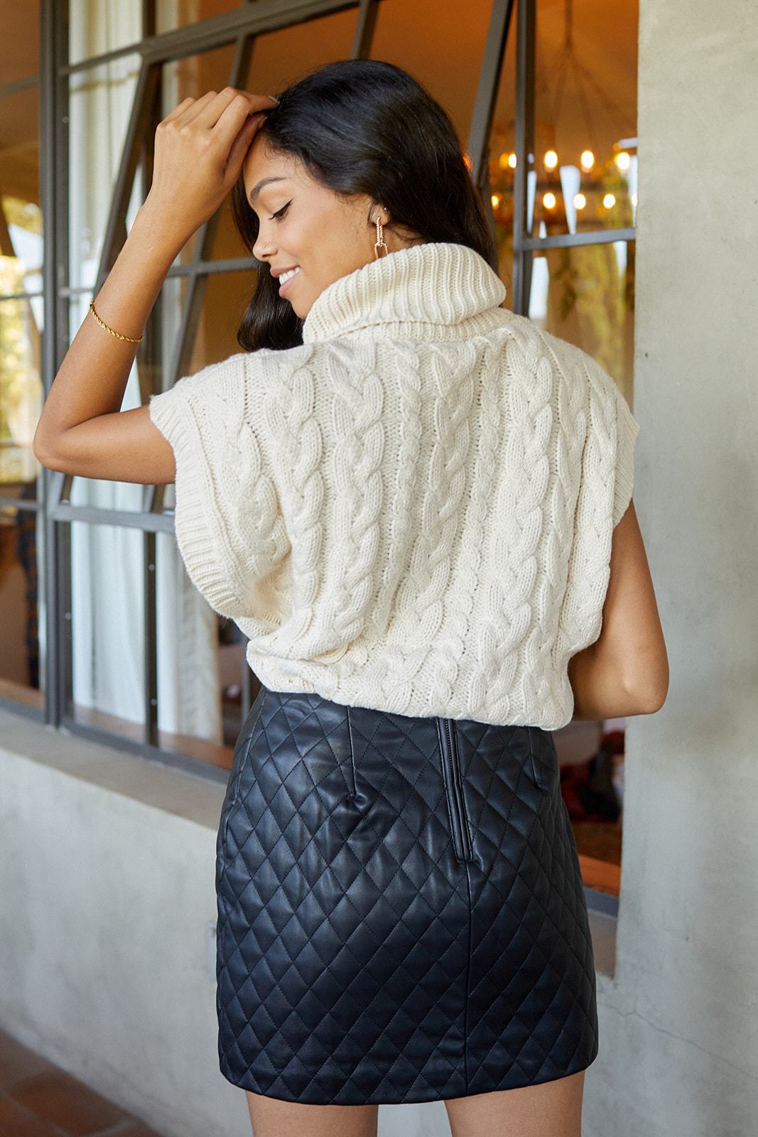 Blank NYC Quilted Faux Leather Mini Skirt