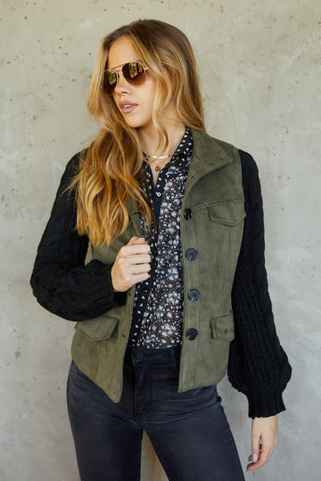 Reasley Cableknit Sleeve Jacket