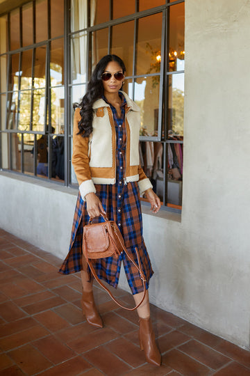Flores Plaid Button Down Midi Dress