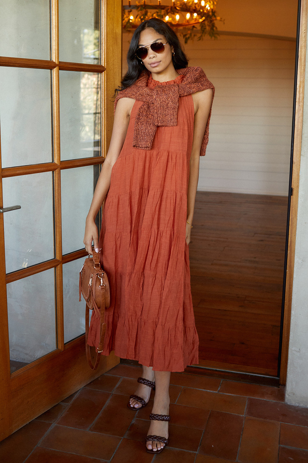 Leza Ruffled Detail Tiered Maxi Dress