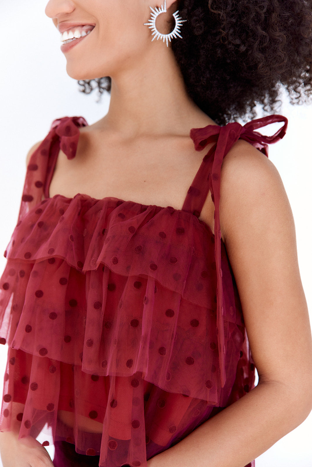 SALE- Bentley Tulle Tie Shoulder Tank