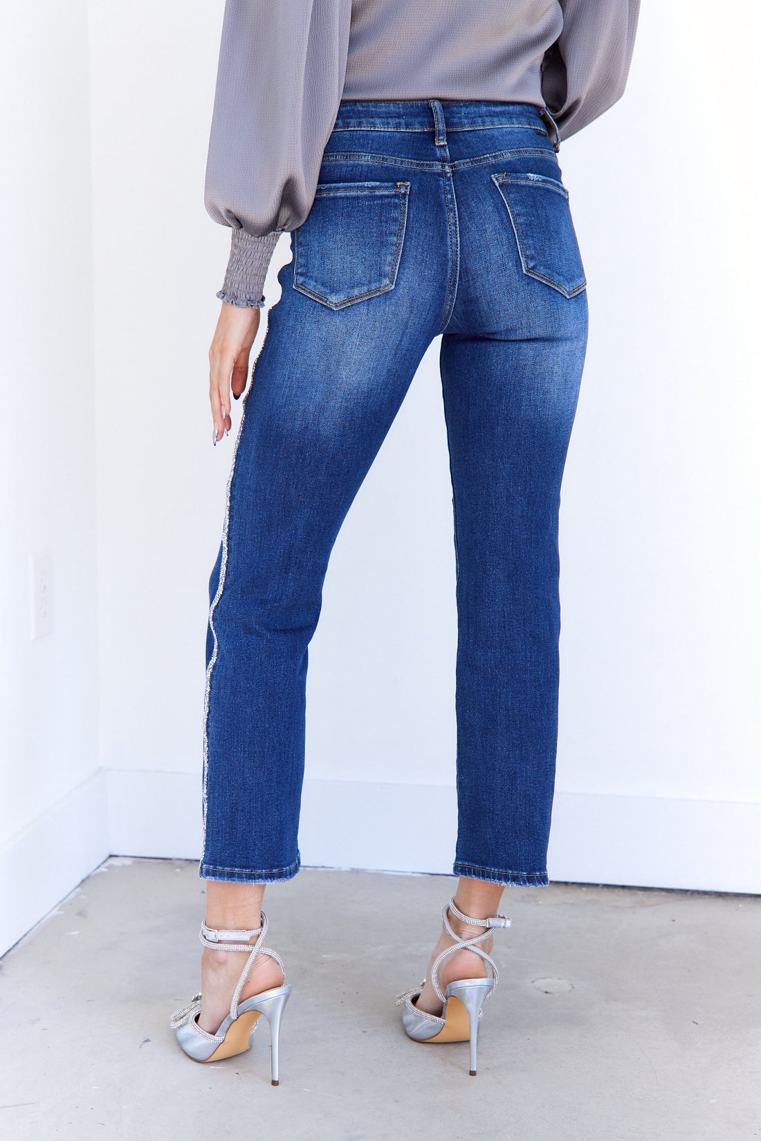 SALE - Blake Sequined Straight Leg High Waisted Jeans