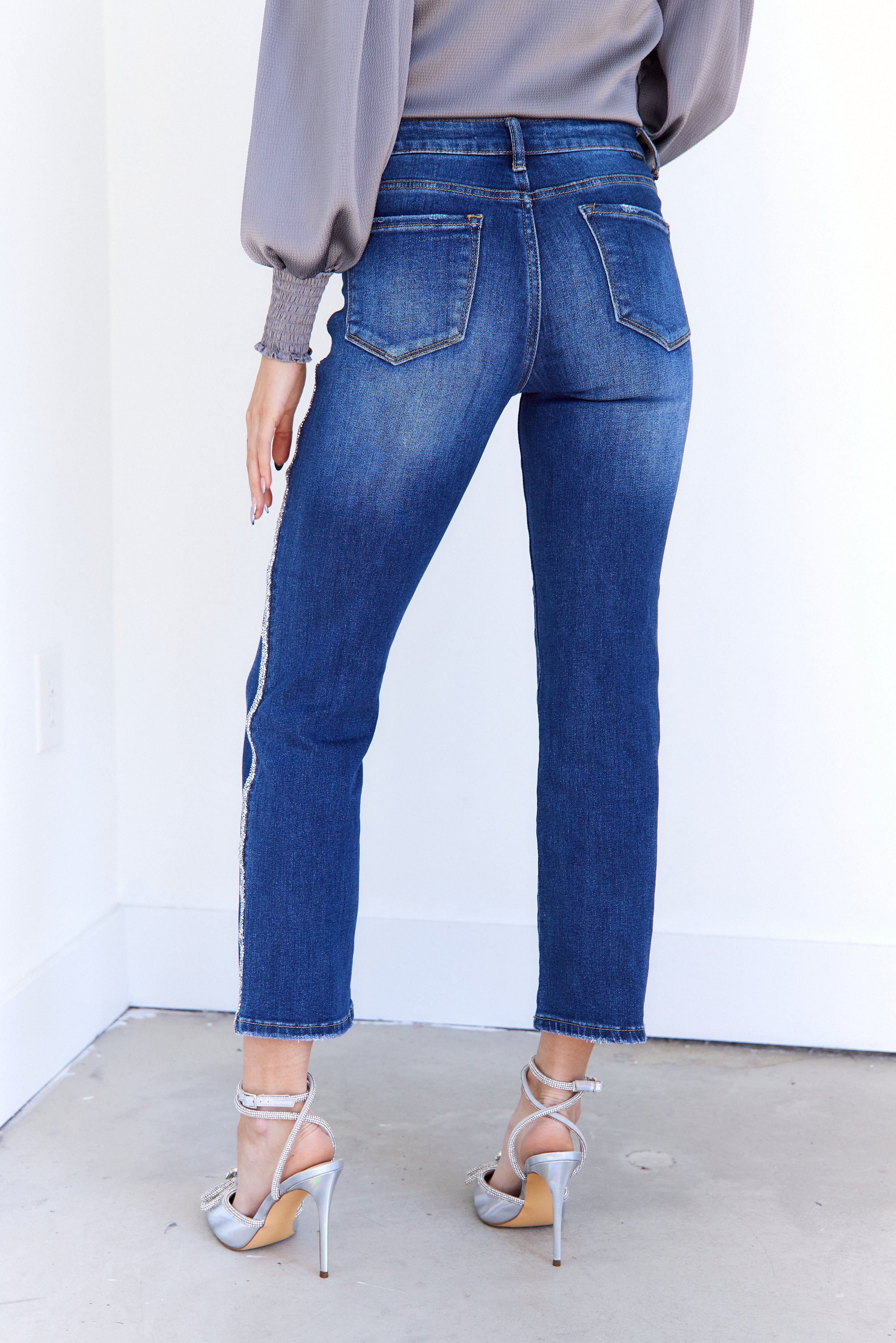 SALE - Blake Sequined Straight Leg High Waisted Jeans
