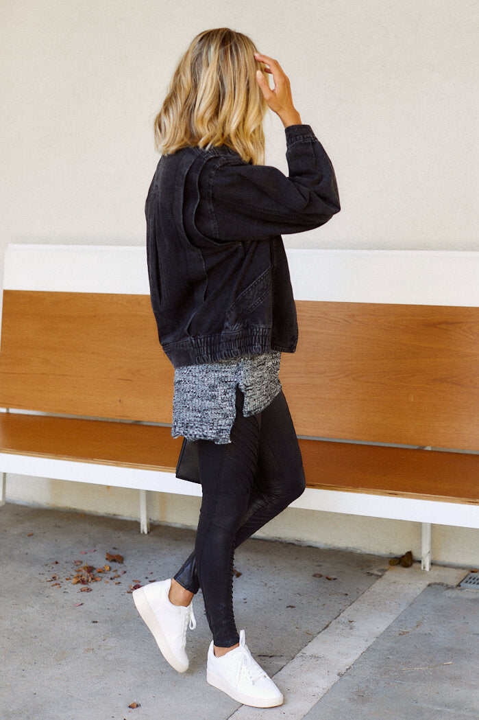 Ania Power Shoulder Denim Jacket