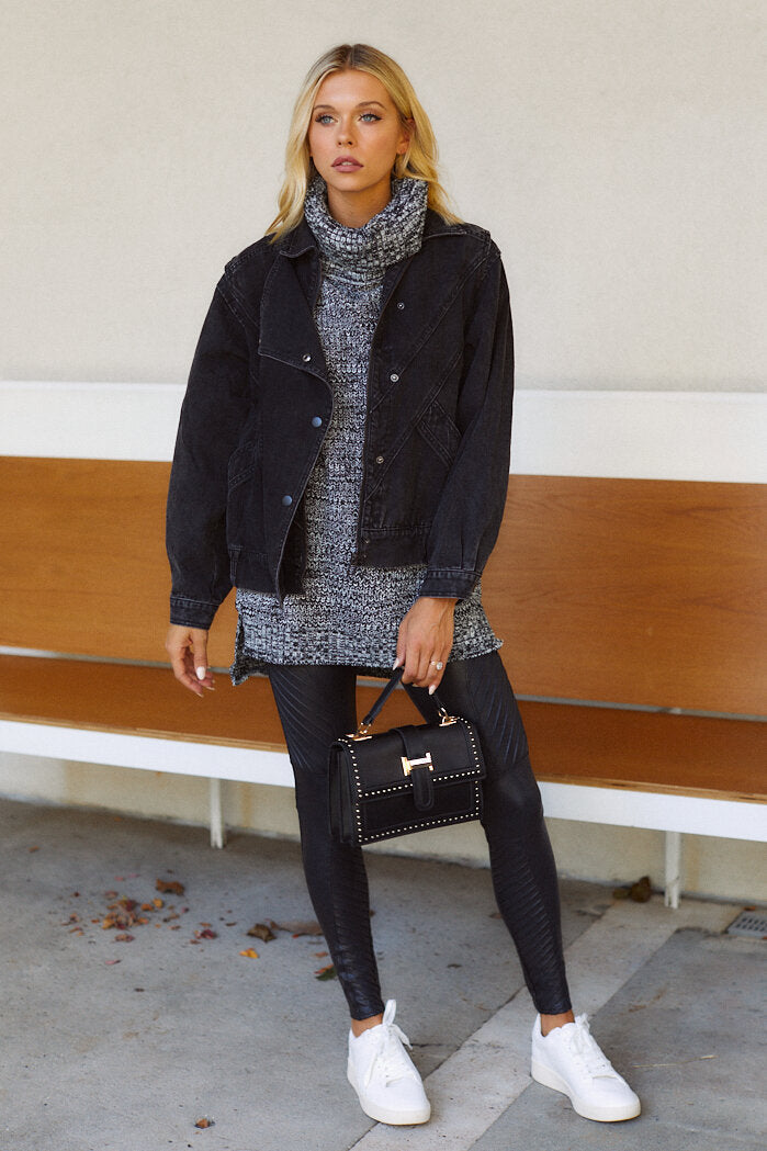 Ania Power Shoulder Denim Jacket