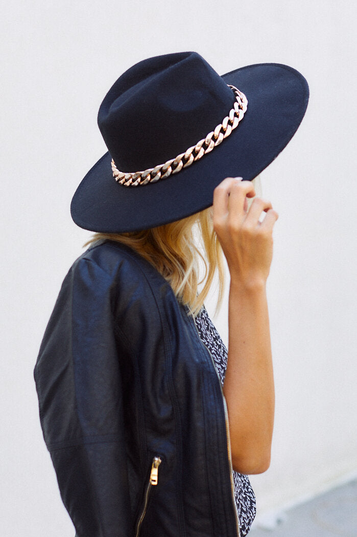 Palmer Chain Detail Wide Brim Hat
