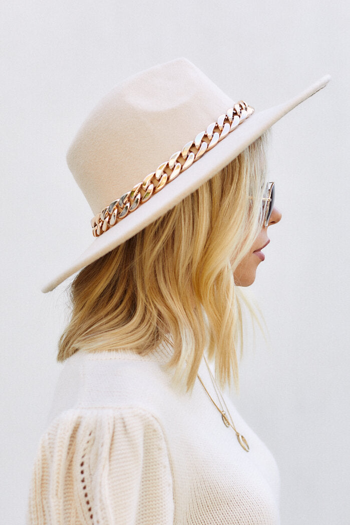 Palmer Chain Detail Wide Brim Hat