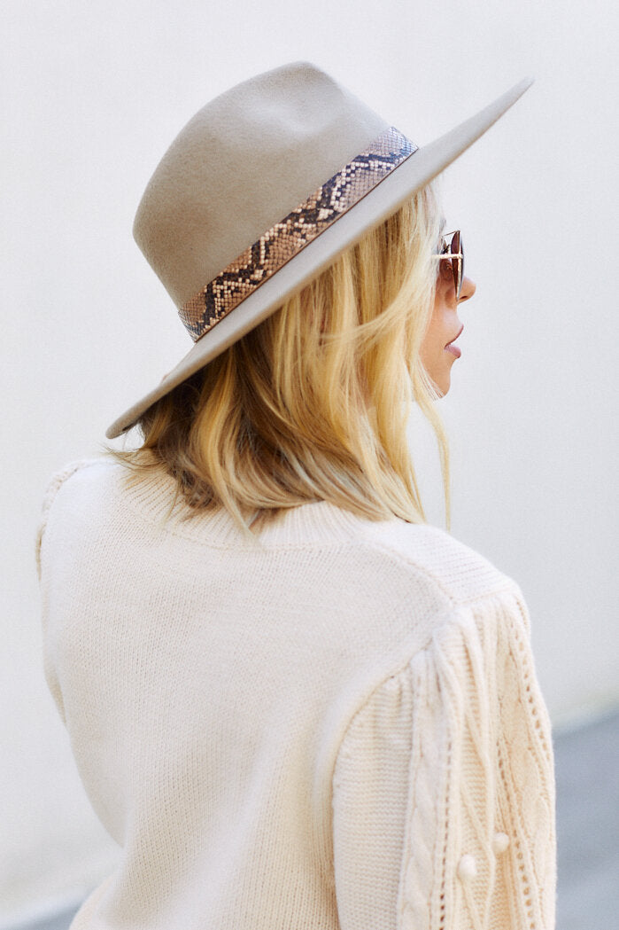 Edelyn Snake Strap Wide Brim Hat