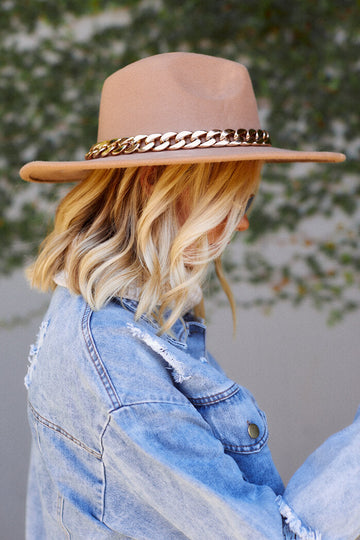 Palmer Chain Detail Wide Brim Hat