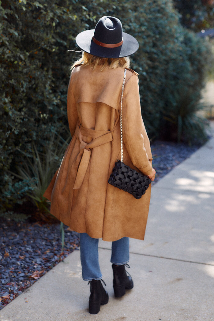Lorissa Faux Suede Trench Coat
