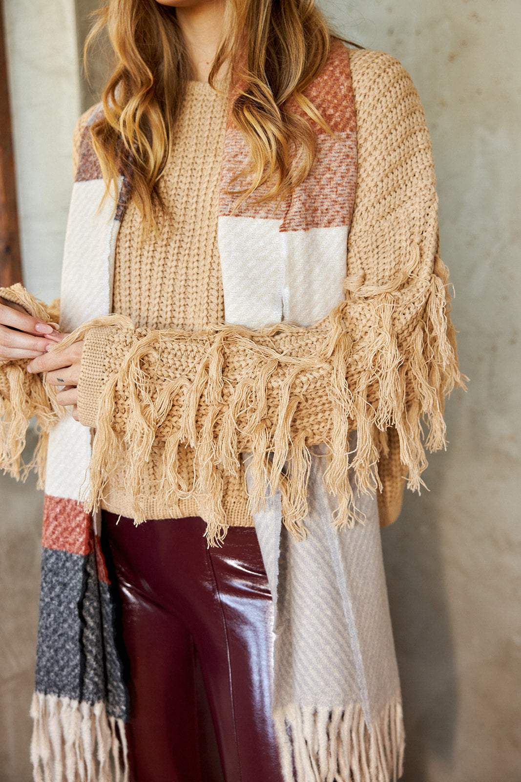Rennon Fringed Sleeve Sweater