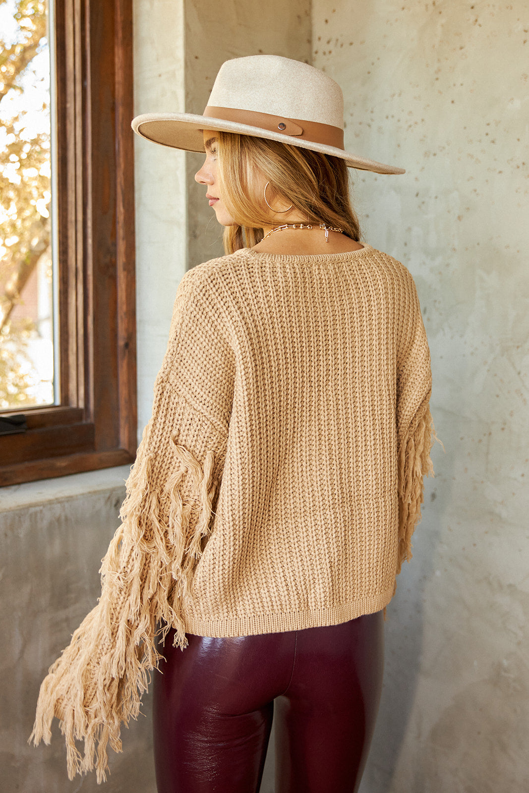 Rennon Fringed Sleeve Sweater