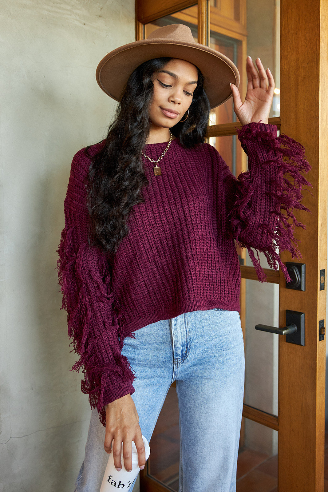 Rennon Fringed Sleeve Sweater