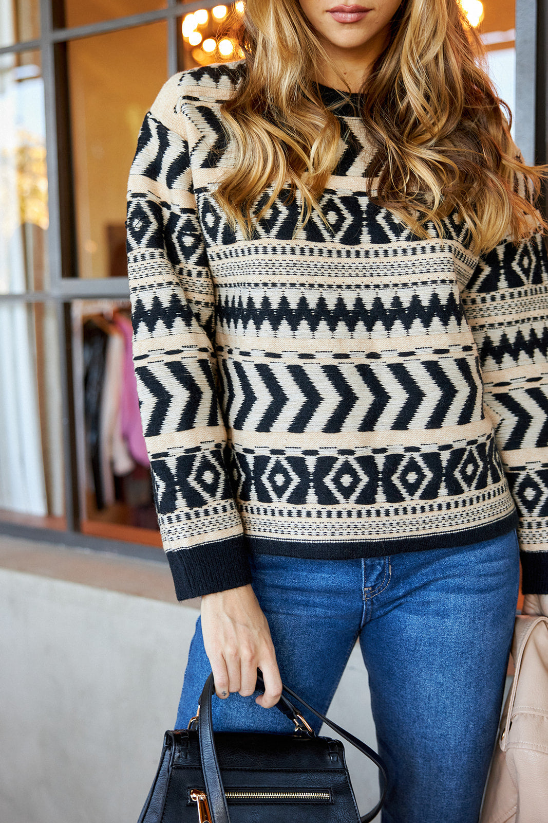 Nixi Textured Print Sweater