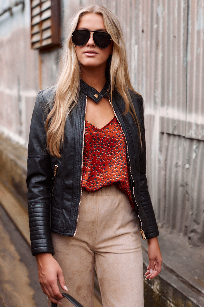Laza Faux Leather Jacket